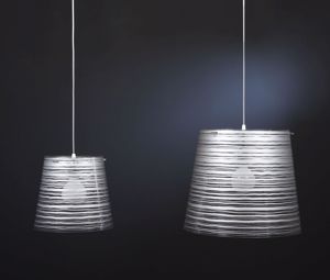 Lampadari cucina moderna 30cm striato policarbonato righe bianche