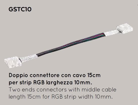 Gea led confezione 10 pz doppio connettore con cavo 15cm per striscia led rgb 10mm