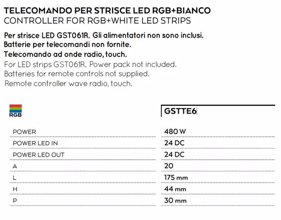 Gea luce telecomando per strisce led rgb+bianco gstte6