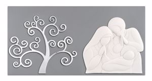 Capezzale capoletto 90x45 sacra famiglia albero della vita argento grigio
