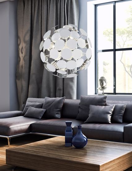 Lampadario bianco sfera pendente per soggiorno moderno