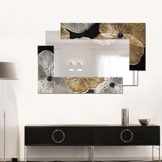 Specchiera da parete 120x80 decorativo cornice oro nero argento floreale