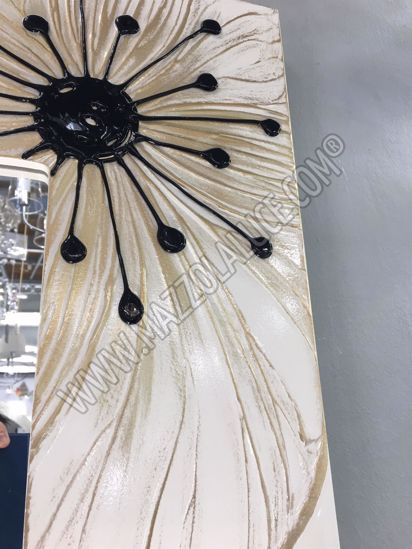 Specchio da parete floreale decorativo cornice legno bianco beige nero 120x80