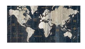 Quadro mondo planisfero stampa su tela 140x70 cartina del mondo