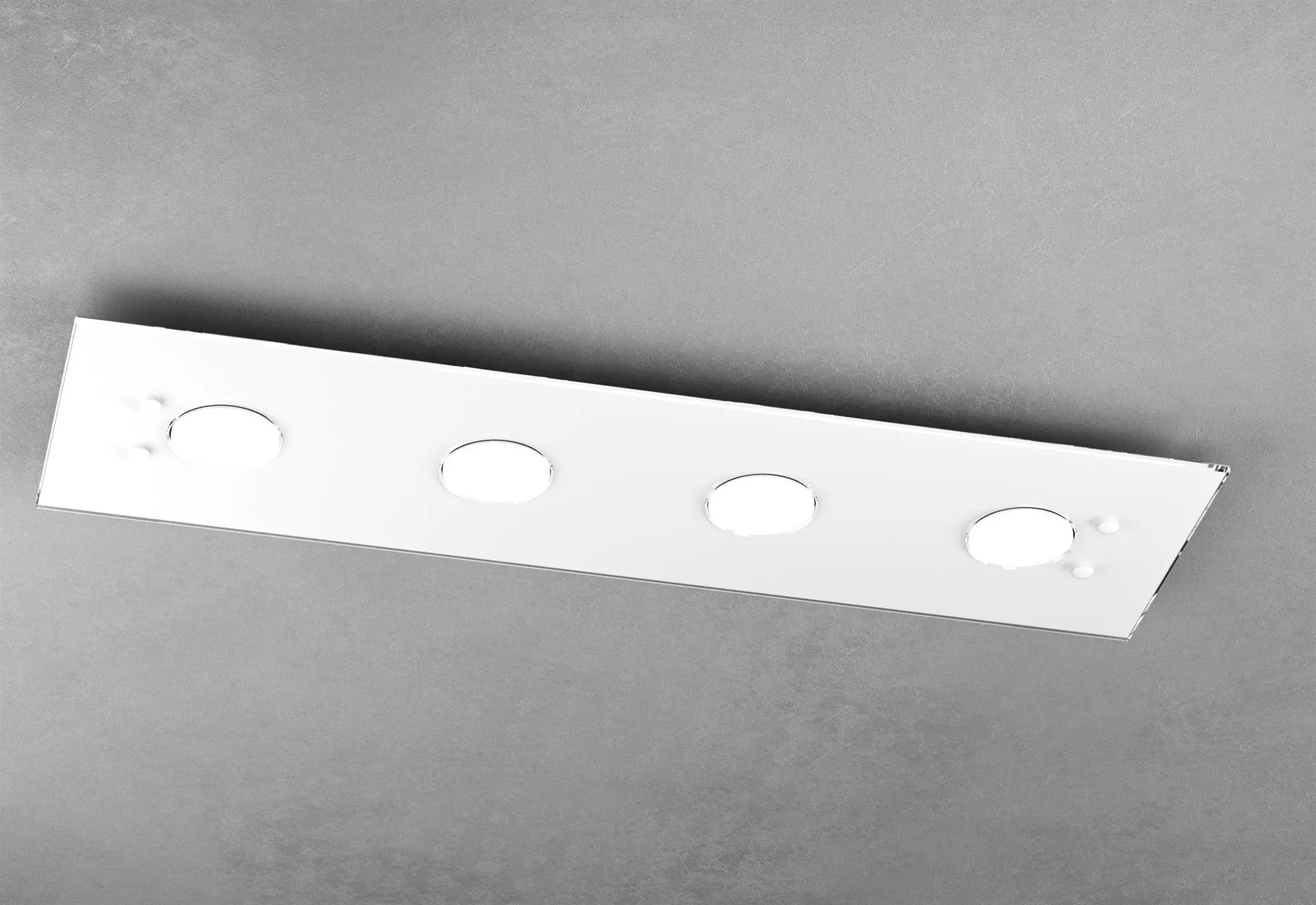 Plafoniera led per cucina toplight path vetro bianco lucido 4 luci -  1141PL4R-BI
