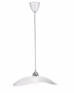 Lampadario per cucina moderna 40cm vetro bianco rigato