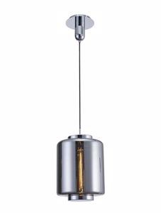 Lampada moderna a sospensione per tavolo vetro trasparente cromo grafite