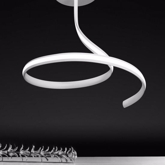 Lampadario moderno bianco led 20w 3000k design vivida ribbon