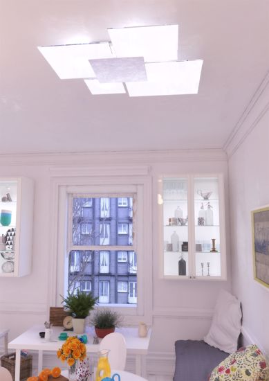 Plafoniera moderna 46cm vetri bianco antracite da soggiorno