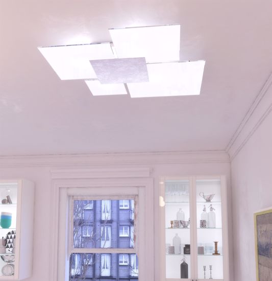 Toplight upgrade plafoniera moderna 71cm vetro bianco grigio soggiorno salotto