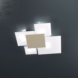 Plafoniera moderna per soggiorno bianco placca sabbia tortora top light 71cm