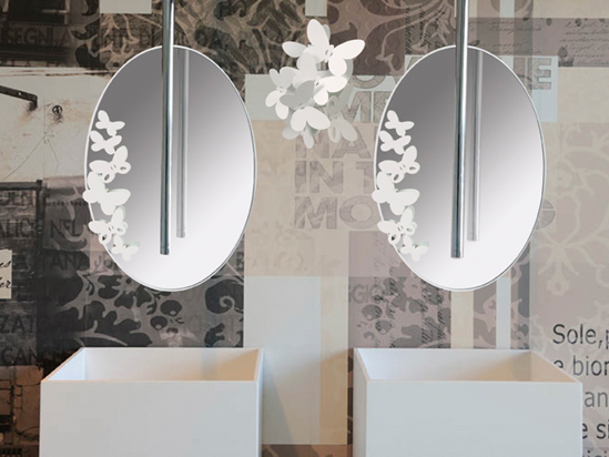 Specchio da parete moderno farfalle bianche