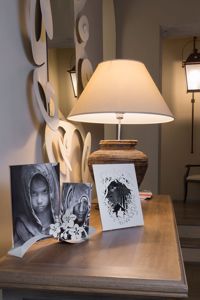 Arti e mestieri fior di loto ondina portafoto moderno avorio da tavolo
