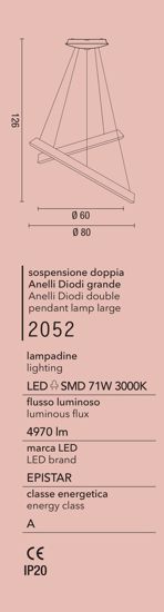 Affralux anelli diodi lampadario per soggiorno moderno led 82w 3200k 80cm bianco