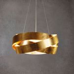 Pura lampadario moderno 60cm 3xe27 foglia oro