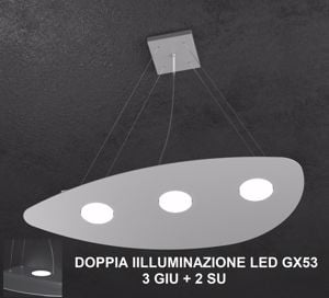 Toplight shape lampadari moderni grigio 3-2 led intercambiabili