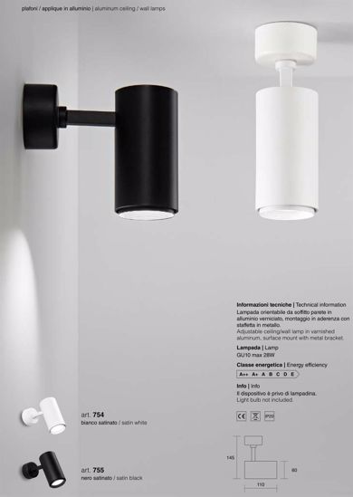 Lampada da parete applique cilindro bianco luce orientabile isyluce