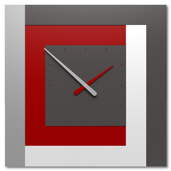 Orologio da parete moderno clock63 stripes rosso rubino bianco