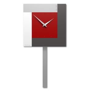 Callea design stripes orologio da parete a pendolo rosso rubino grigio bianco