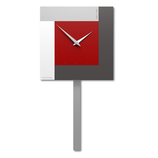 Callea design stripes orologio da parete a pendolo rosso rubino grigio bianco