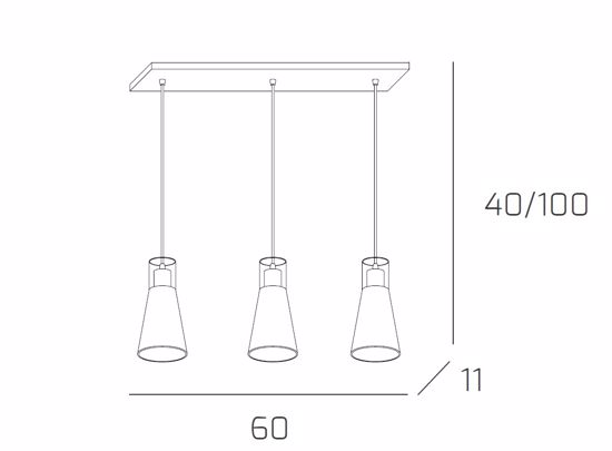 Lampadario per tavolo cucina 3 coni vetro moderna toplight cone