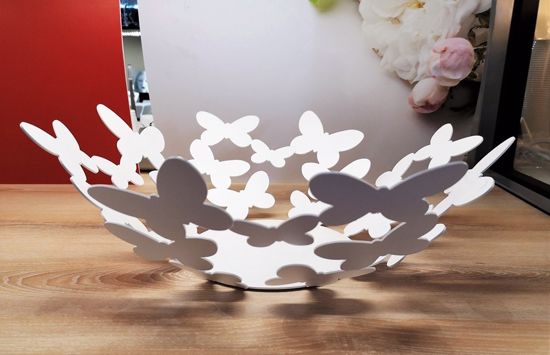 Centrotavola rotondo metallo bianco moderno farfalle promozione