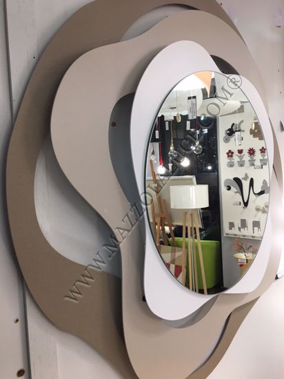 Specchio da parete moderno beige nocciola bianco