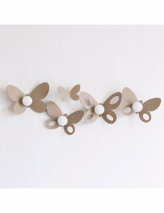 Appendiabiti da parete per cameretta farfalle beige