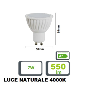 Toplight lampadina led gu10 7w 4000k 550lm bianca ottica 110 gradi