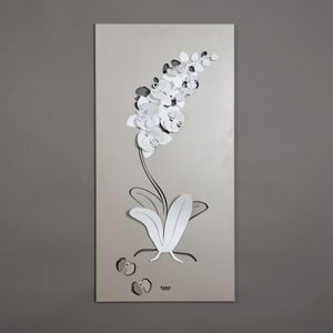 Quadro moderno orchidea verticale colori bianco sabbia