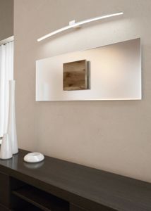 Grande applique specchio da bagno moderno bianco curvo 90cm 14w 3000k