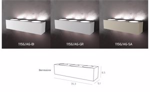 Grande applique led 6 luci bianco rettangolare biemissione