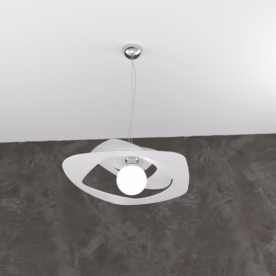 Lampadario per cucina moderna metallo bianco design top light warped