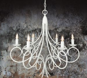Lampadario classico metallo bianco opaco 6 luci per salotto soggiorno