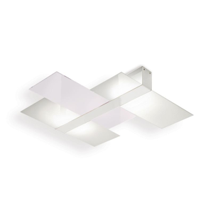 Linea light plafoniera triad moderna vetro metallo bianco lucido