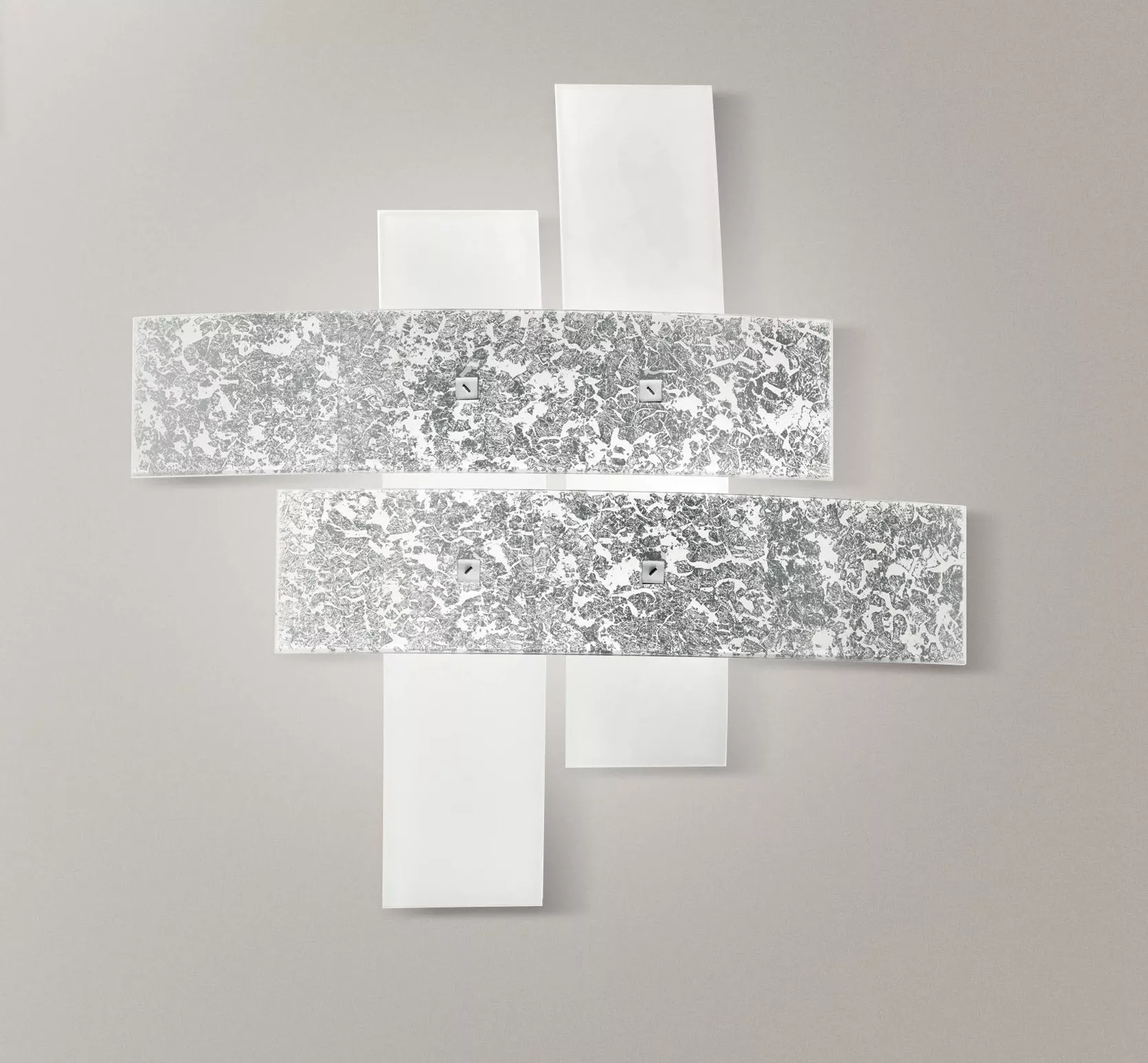 Plafoniera 50cm moderna gea luce lara bianco foglia argento per camera da  letto - LARA-P-P-ARGENT
