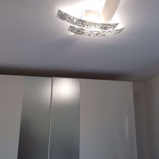 Plafoniera 50cm moderna gea luce lara bianco foglia argento per camera da letto
