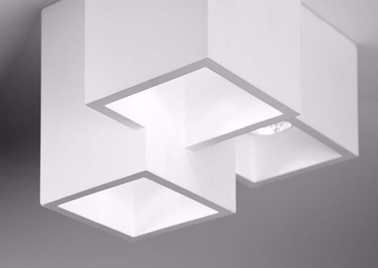 Spot da soffitto squadrato in gesso cubi bianco 3 faretti gu10 led