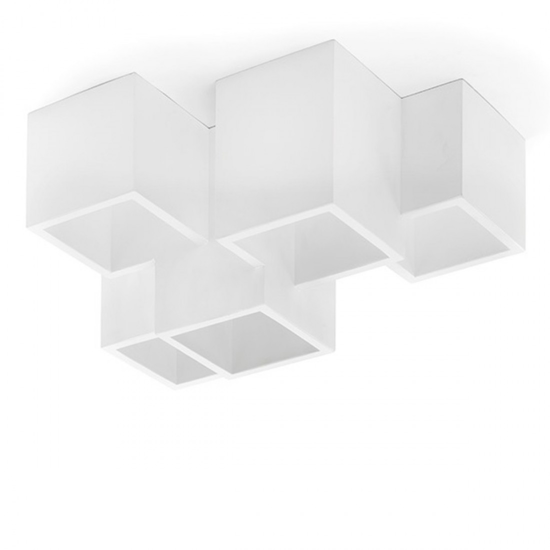 Spot da soffitto 5 faretti led design moderna cubi di gesso bianco pitturabile