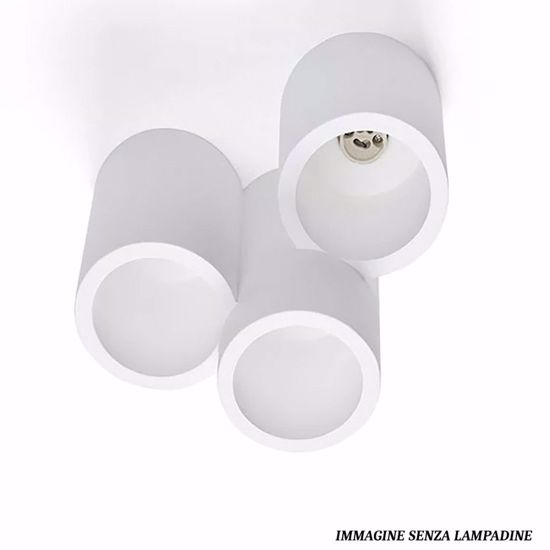 Plafoniera gesso bianca pitturabile cilindri design moderna gu10