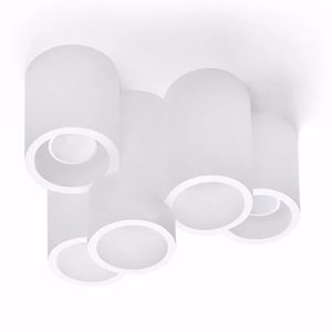 Plafoniera moderna cilindri gesso bianca pitturabile illuminazione soggiorno