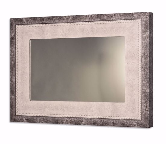 Specchio da parete su tela 80x60 effetto cuoio chiaro arredo