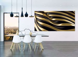Quadro moderno effetto 3d 80x40 stampa su tela oro nero promozione per soggiorno