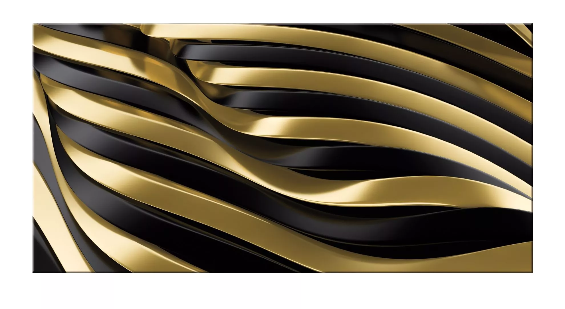 Quadro astratto moderno 140x70 oro e nero stampa su tela per soggiorno -  5823