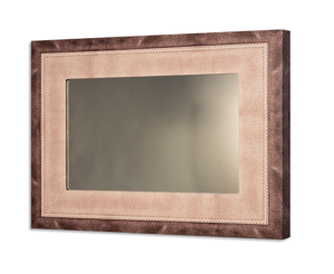 Specchio da parete tela effetto cuoio scuro 80x60 per ingresso arredamento