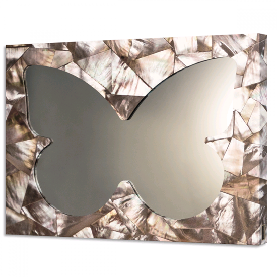 Specchio da parete per camera da letto farfalla madreperla 80x60 cm