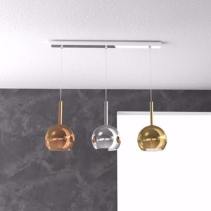 Lampadario per cucina a sospensione moderna 3 sfere rame cromo oro