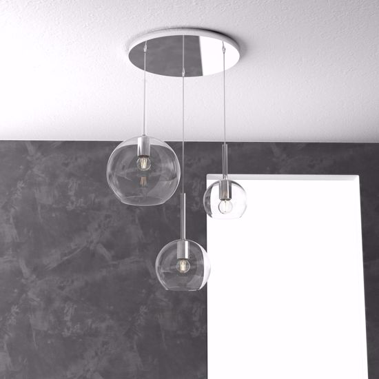 Lampada per cucina a sospensione 3 bocce trasparenti in vetro toplight future