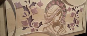 Capezzale maternita&apos; classico 120x60 artigianale lilla traforato