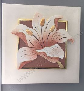 Quadretto 35x35 floreale artigianale tema a rilievo foglia oro